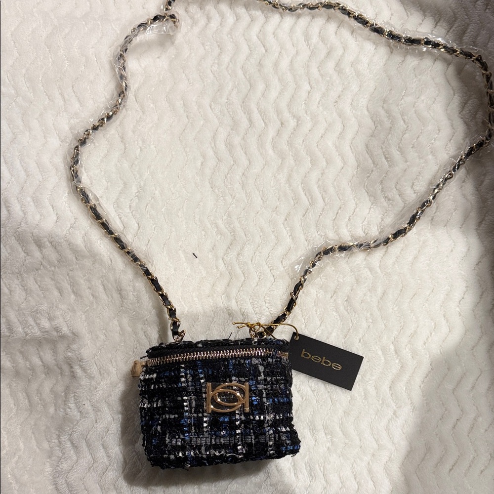 bebe Black and Gold Crossbody Bag
